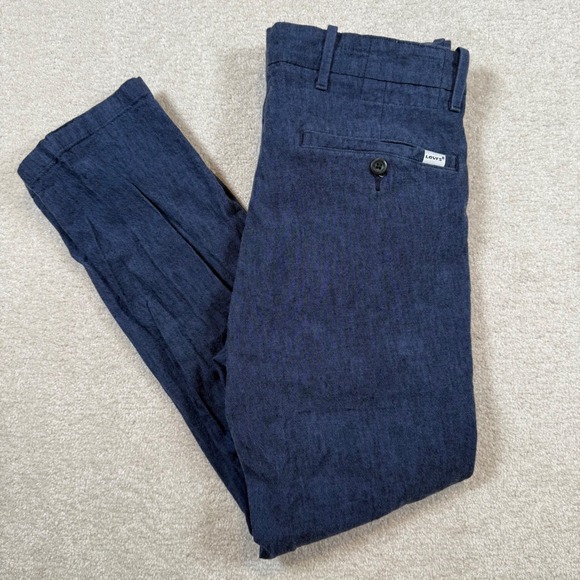 Levi's Mens 32x27 Blue Cotton Linen Blend Chino Pants Casual Slim Fit - Picture 1 of 10
